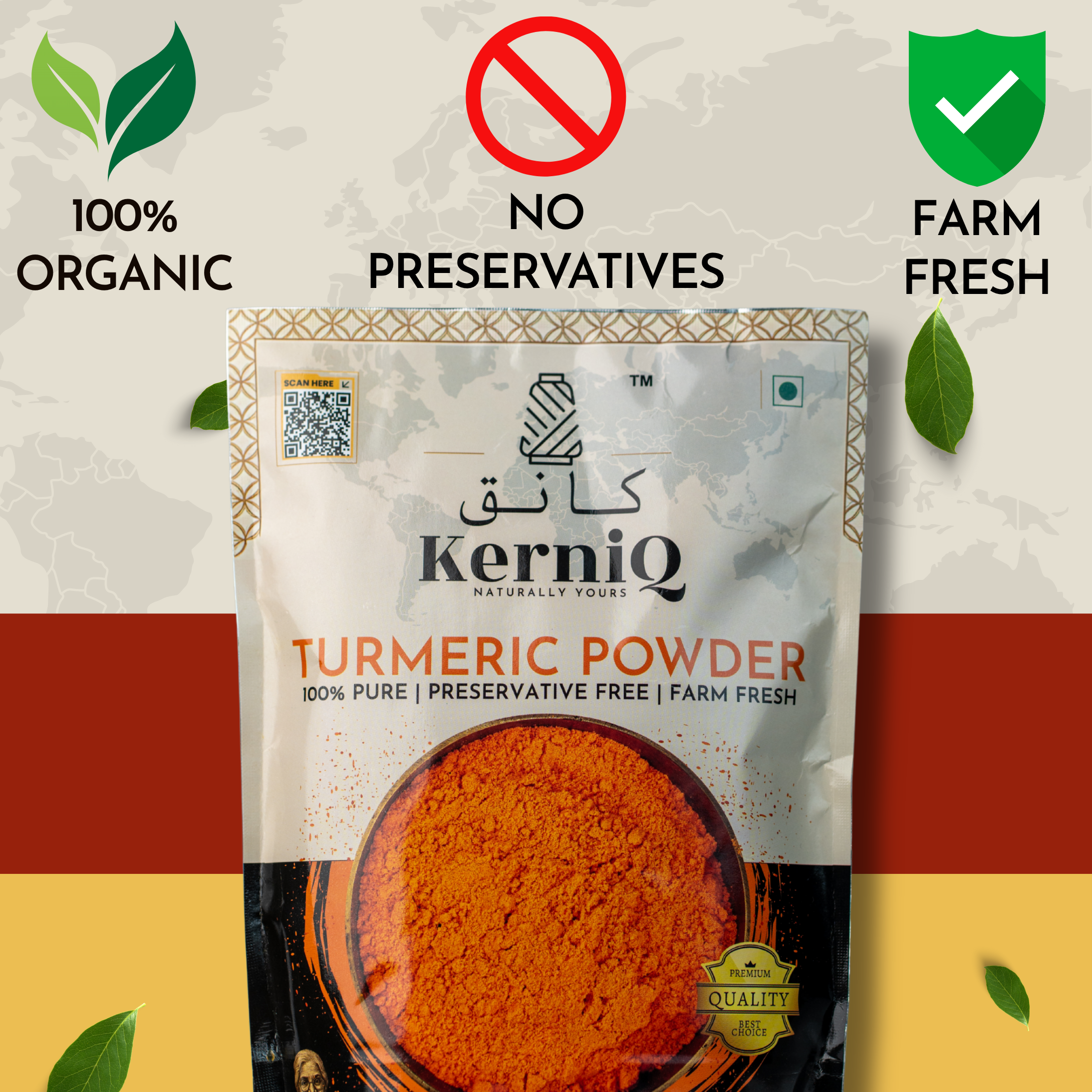 kerniq turmeric powder 1kg, haldi powder, with natural oils, minimum 3% curcumin, 100% pure, hygienically packed