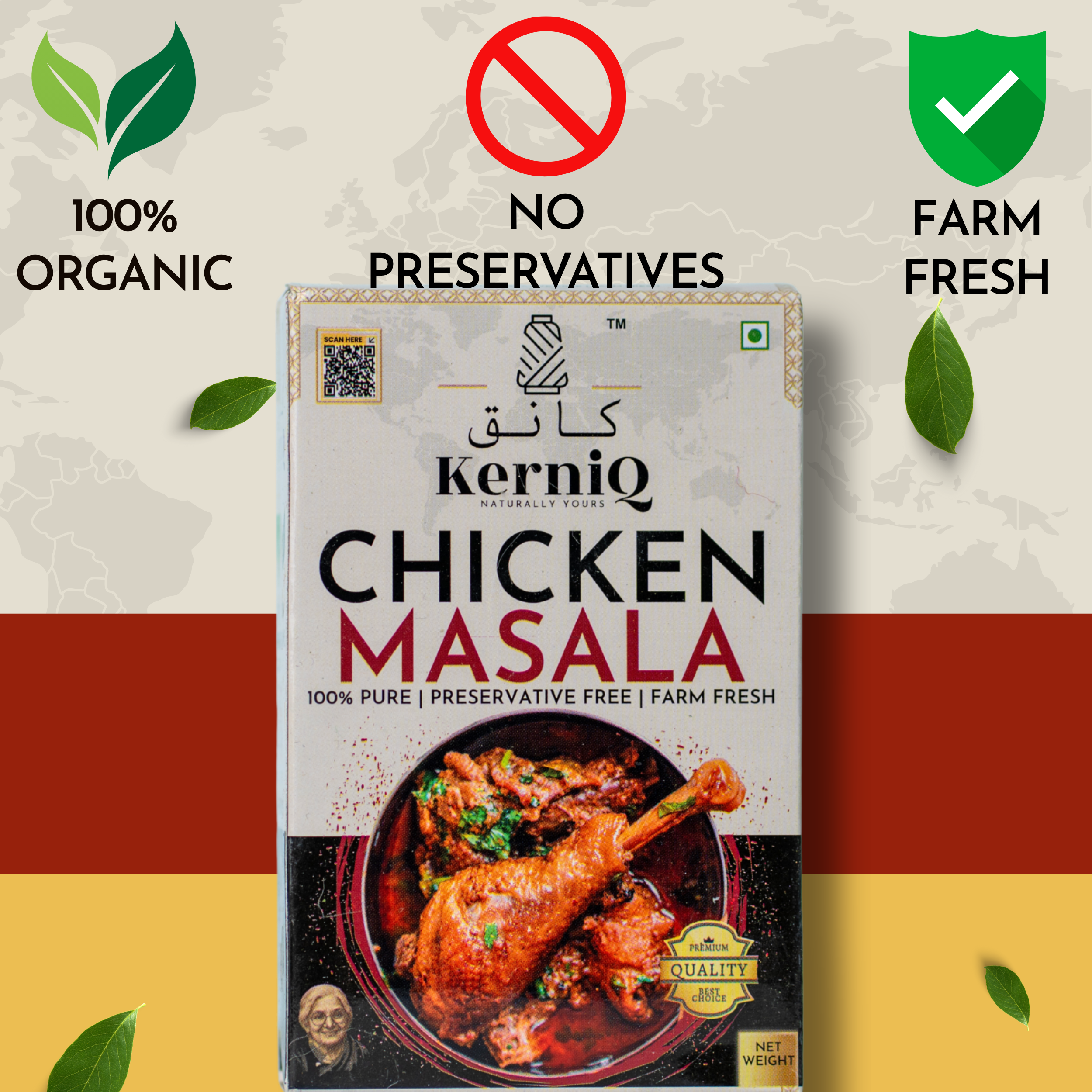 kerniq chicken masala 50g, premium blend of spices, restaurant style taste at home, no artificial colors
