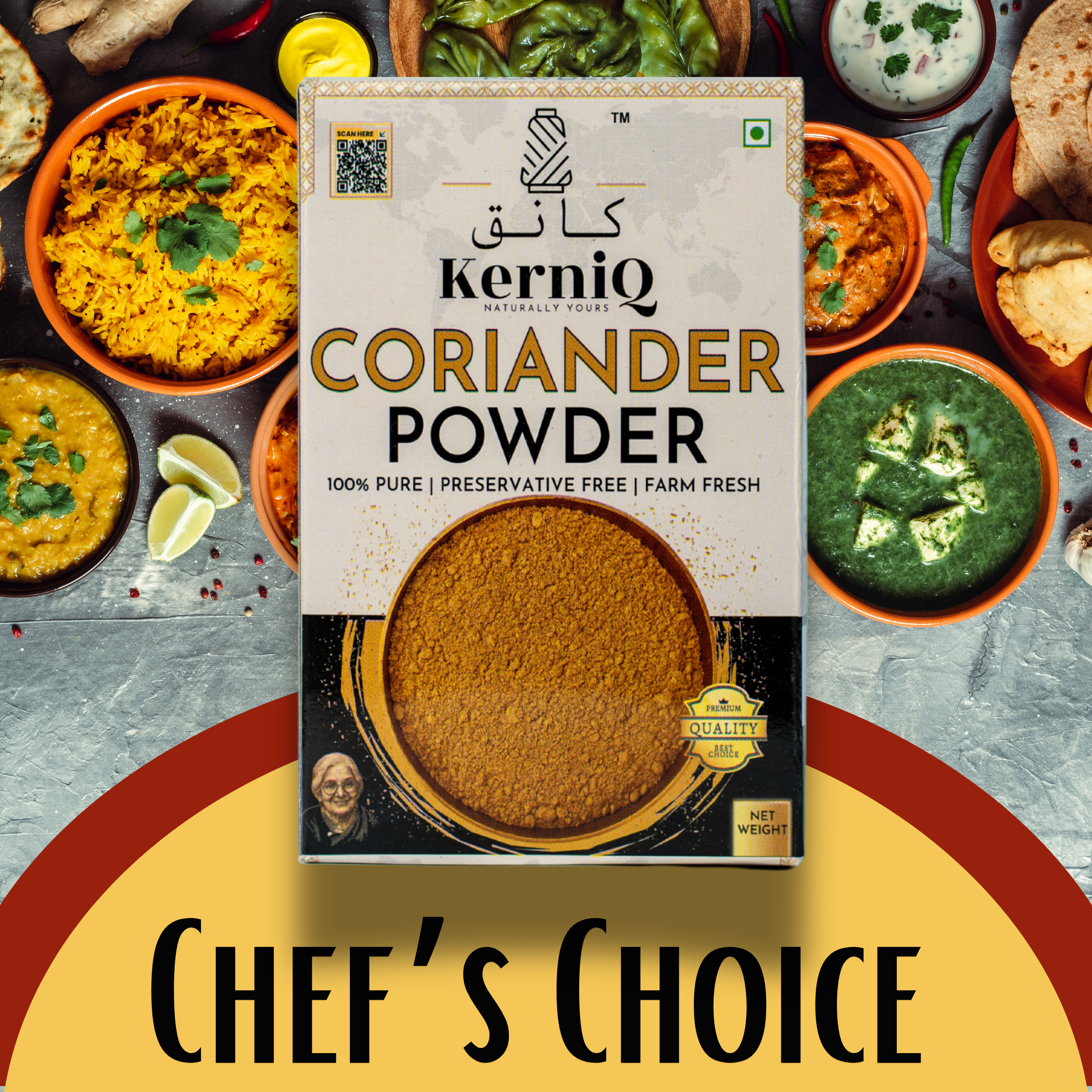 kerniq coriander powder, dhania powder, 100g, with natural oils, 100% pure, rich aroma