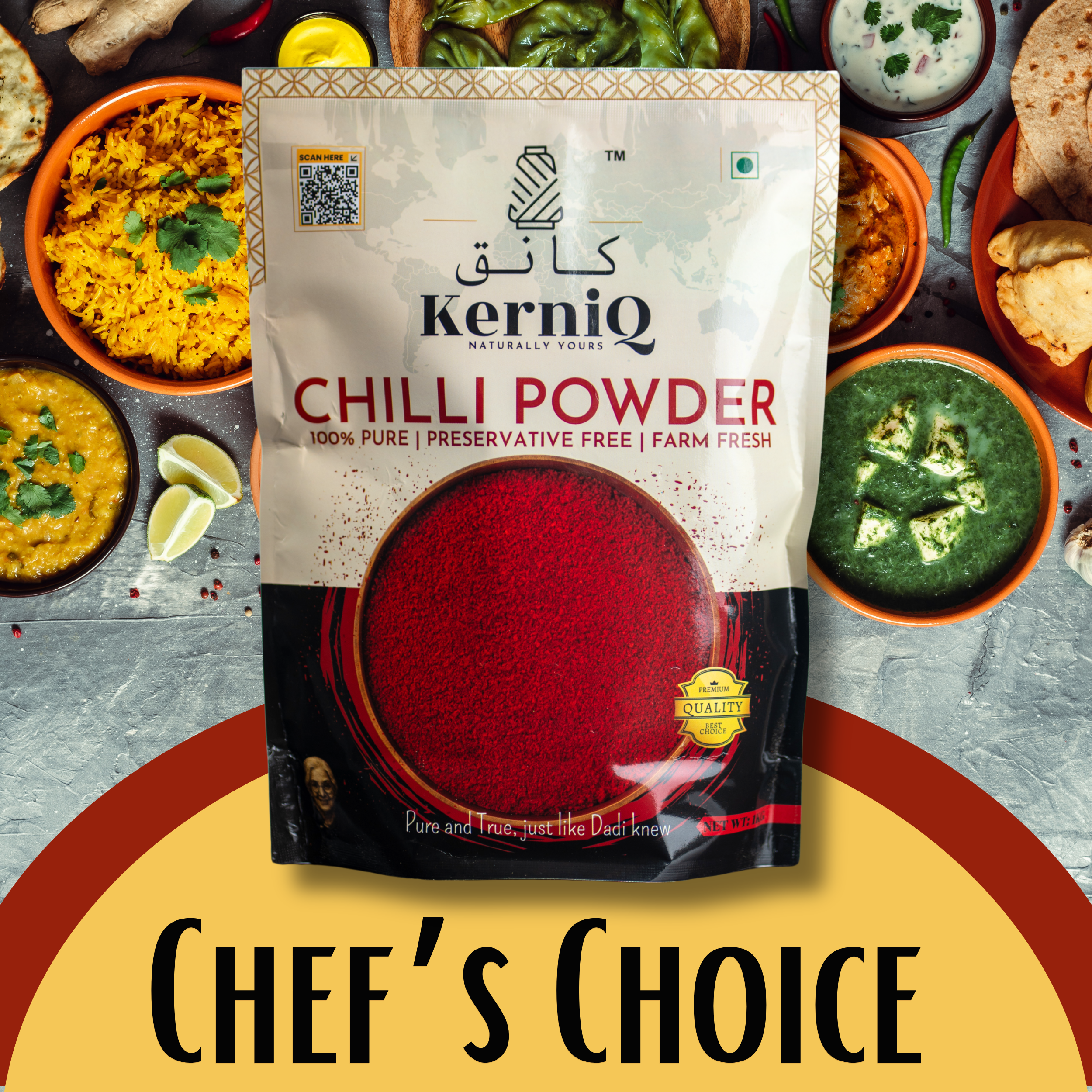 kerniq kashmiri chilli powder 1kg, hand made, lal mirchi powder, with natural oils, 100% pure , highly aromatic chilli