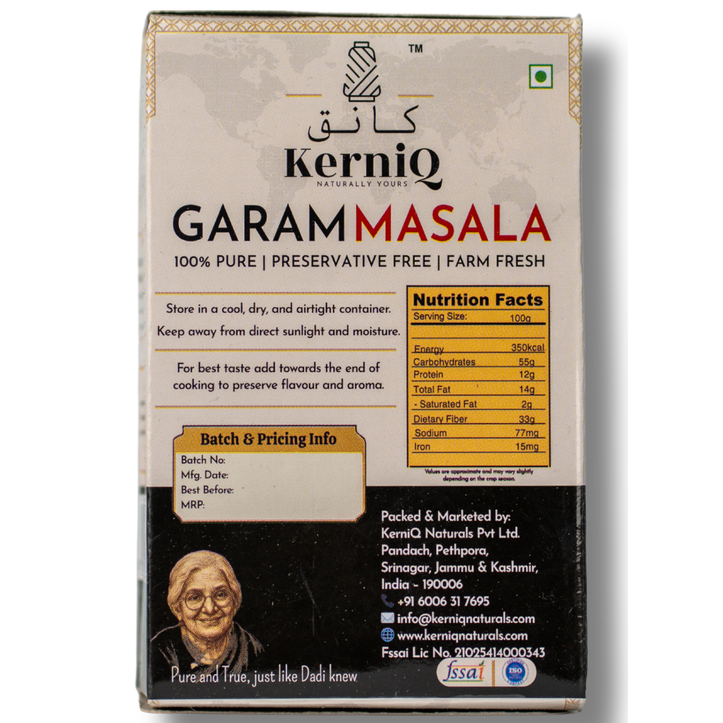 • kerniq garam masala 50g, home style aroma with restaurant grade depth