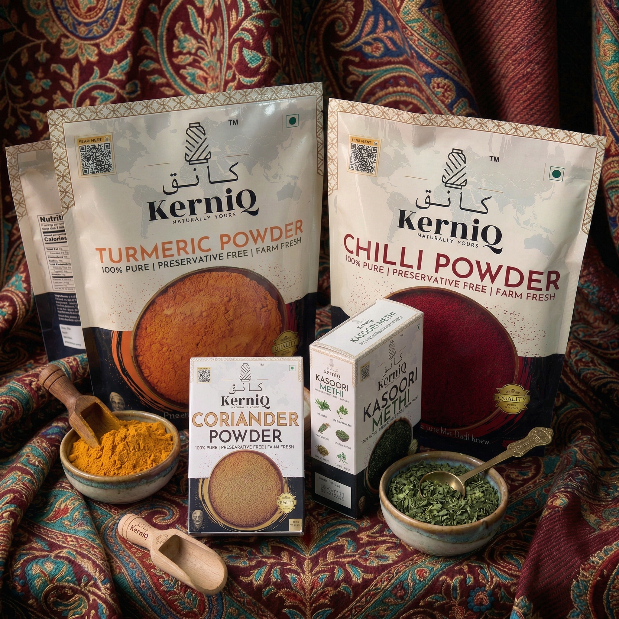 Organic Kashmiri Spice Combo, Complete Daily Essentials (Turmeric 500g, Chilli 500g, Coriander 100g and Kasoori Methi 25g) - Image 4