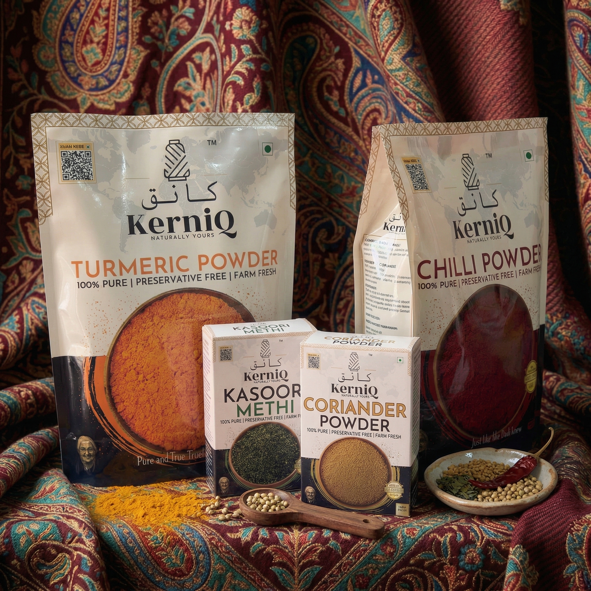 Organic Kashmiri Spice Combo, Complete Daily Essentials (Turmeric 500g, Chilli 500g, Coriander 100g and Kasoori Methi 25g) - Image 5