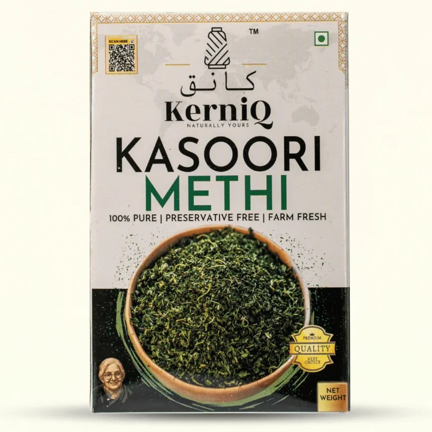 KerniQ Kasoori Methi 25g, Premium Dried Fenugreek Leaves, Aromatic Methi for Sabzi Curry and Tadka